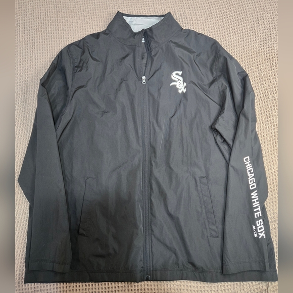 Majestic Chicago White Sox Black Windbreaker Jacket Men's Size 2XL - Picture 2 of 9